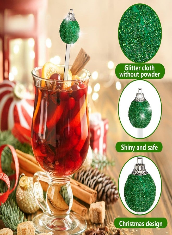 Iceyyyy 36 Pcs Christmas Glitter Ball Drink Stirrers-Reusable Round Top Christmas Stir Sticks-Colorful Swizzle Sticks for Home Holiday Cocktails Party Coffee Bar Juices Shop - Image 3